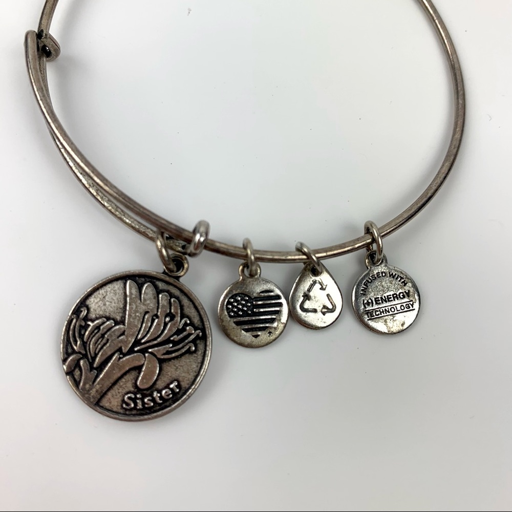 Alex and Ani Silver Bangle Sister Charm bracelet - Picture 12 of 14